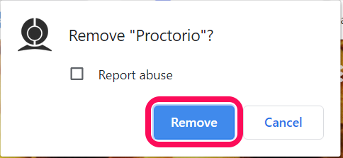 Screenshot of how to remove Proctorio